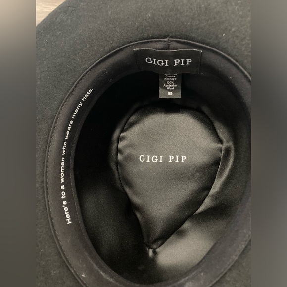 Gigi Pip - Zephyr Rancher teardrop felt fedora hat - Size 55 (S) - Black - Picture 7 of 10